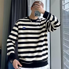 卫衣新款男上衣长袖T恤潮流时尚条纹打底衫潮牌男装WY03-P39，男装T恤，星座208-5