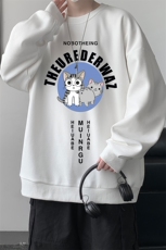 华夫格卫衣圆领卫衣男大码长袖t恤男外套HW76160-P30加绒款-P40，男装卫衣，电商A040