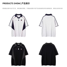 男装2025夏季新品美式球衣运动衣服翻领POLO衫男宽松拼接短袖T恤，男装Polo衫，星座1210-1
