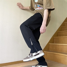直播品质夏季侧拉链休闲裤男宽松拖地百搭D329-QM586-P60-控88，男装休闲裤，电商D329