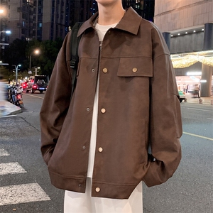 特批P85无差价新款扎染翻领PU皮外套男ins潮牌痞帅皮衣夹克J2623图片