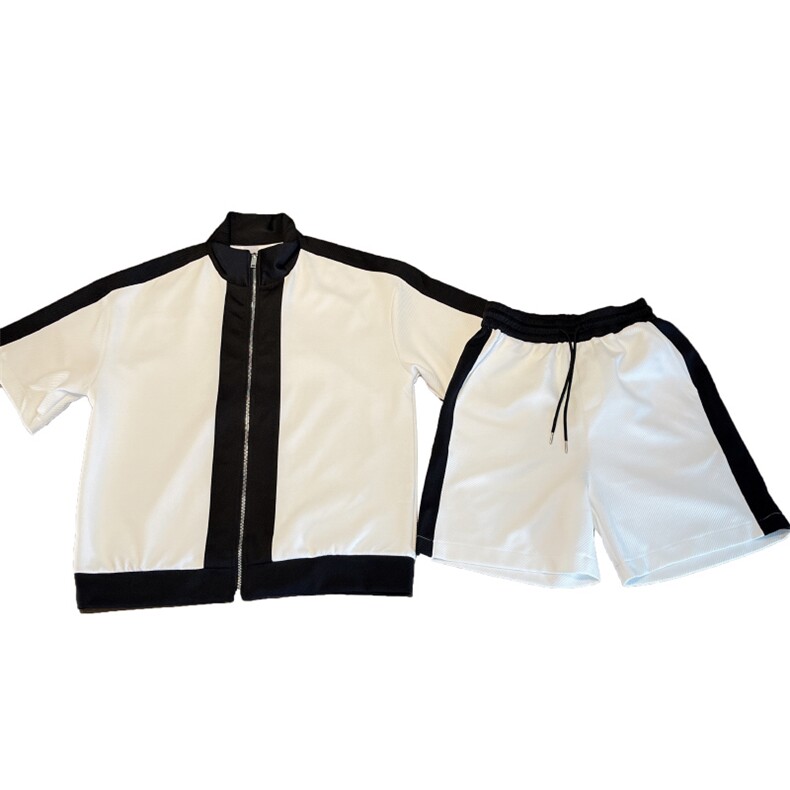 夏季高级拼色运动套装男韩版休闲短袖短裤两件套TZ215-P115控145,男装牛仔裤,电商B267