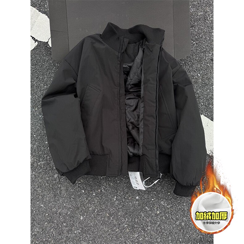 棉衣5W件现货冬季美拉德立领飞行夹克廓形高街棒球服加棉加厚外套，男装夹克，电商A486