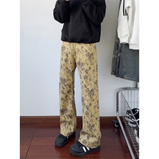 B221美式ins高街宽松直筒印花牛仔裤LK25458-特P45控78，男装牛仔裤，电商B221