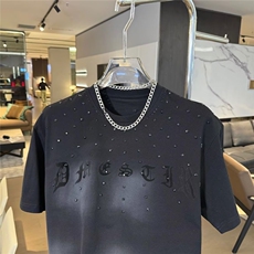 M426-P40简欧烫钻渐变色宽松短袖t恤男春季时尚百搭休闲品质潮衣，男装T恤，星座617A-1（原B318A）