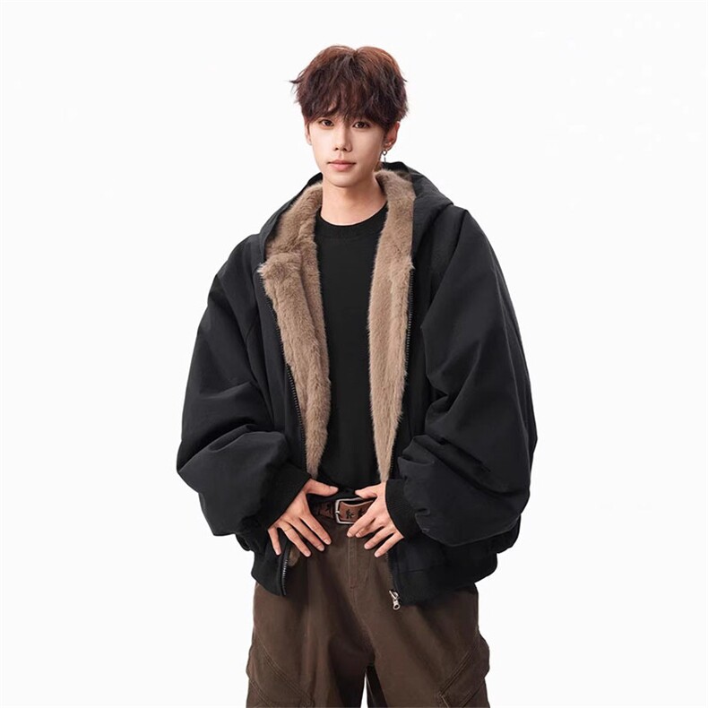 两面穿现货重磅短款座山雕棉衣男女双面穿毛毛绒棉服加厚外套，男装棉衣，电商A486