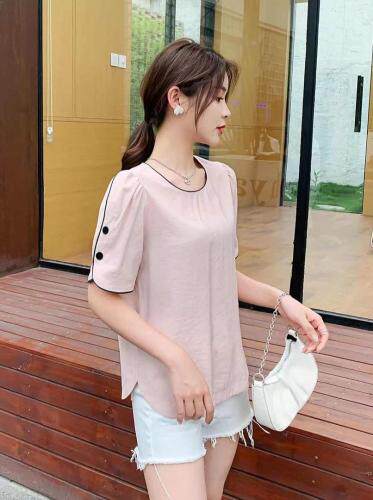 夏季新款百搭纯色短袖，女装，田间晨露
