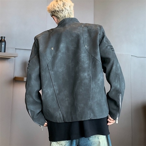 设计感短款机车皮衣男春秋季新款帅气宽松休闲夹克外套H7711-p88图片