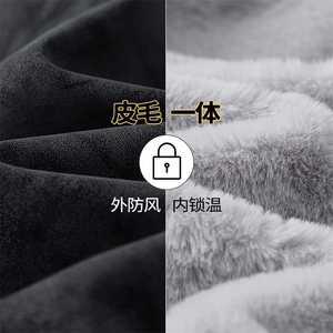冬季蓄热加绒PU皮荔枝纹座山雕连帽大码棉衣男女外套M24988特P105图片