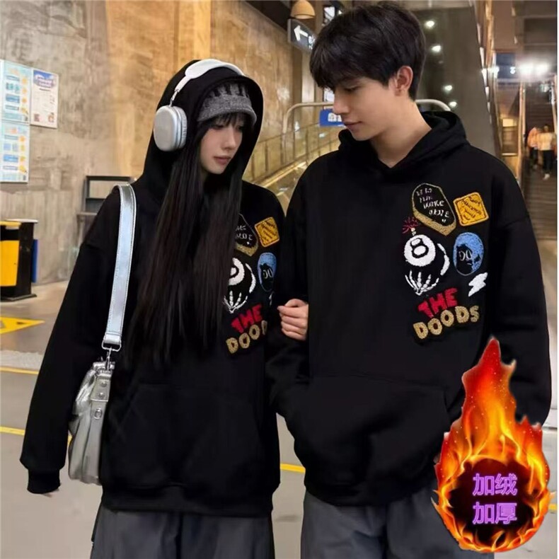 1506A/GWY22010/P52美式复古刺绣连帽卫衣春秋外套宽松百搭，女装短外套，星座1506A