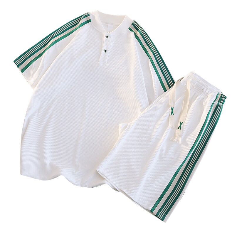 夏季新款大码港风情侣冰丝日系五分裤时尚休闲运动套装男S18P65,男装牛仔裤,电商B226-2（原B217-2）