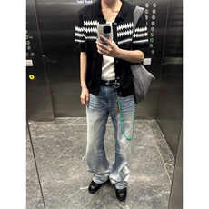 XZ1005-1-TTH615-P60开衫短袖男款夏季翻领针织T恤提花条纹半袖，男装T恤，星座1005-1