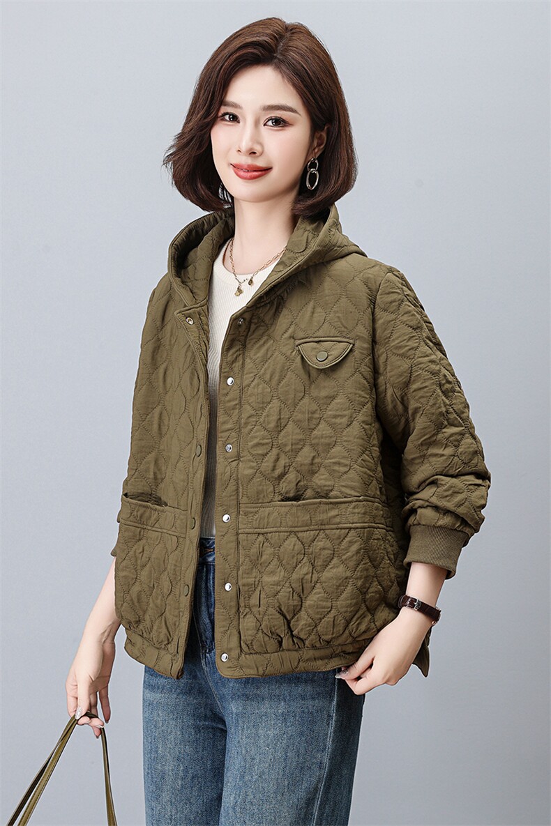 夹棉外套女2025新款春季短裤连帽加厚上衣,女装棉衣/棉服,忆绮罗