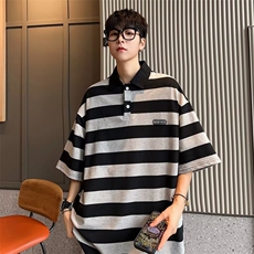 美式条纹Polo衫男夏季新款休闲百搭翻领T恤H303P32，男装Polo衫，星座1116-2