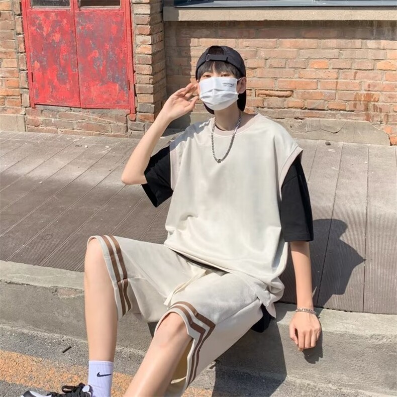 2024夏季新款男士主推短袖两件套休闲运动短裤套装TZ9088-P54,男装牛仔裤,星座1109-3