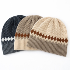 2025新款小菱形提花帽子，帽子，天宇悦翔羊绒