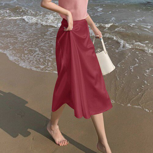 现货转化率高缎面半身裙P65K118，女装半身裙，浙宝305