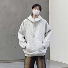 抖音得物二开美式重磅宽松结构拉链设计防风高领连帽卫衣外套W76，男装卫衣，电商A486-1