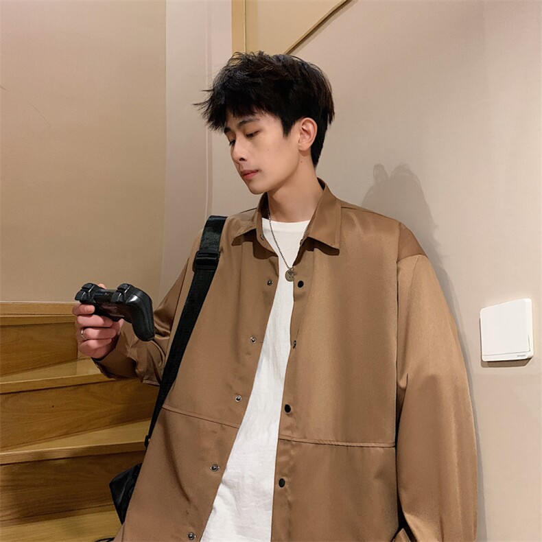 CS11-P34慵懒风纯色百搭简约衬衫,男装衬衫,星座1501-1