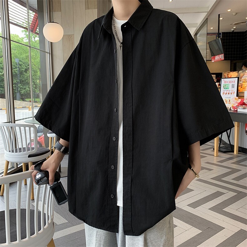 夏季日系工装短袖衬衫男女学生宽松慵懒风百搭半袖衬衣C04518-P35图片