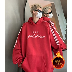 抖音得物供货提供视频秋冬重磅美式宽松织带连帽卫衣04195，男装卫衣，电商A486