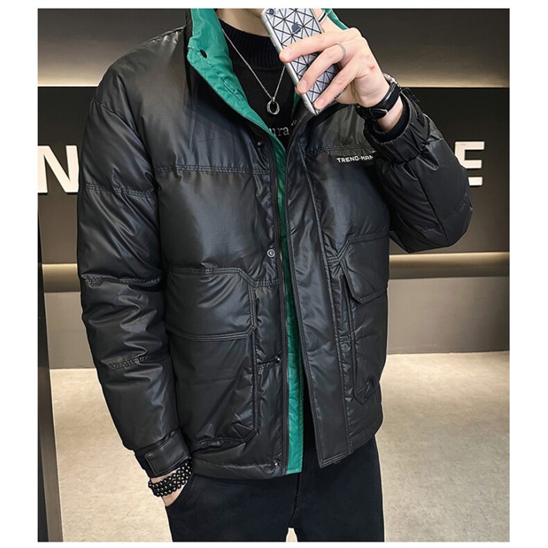 冬立领潮牌白鸭绒御寒加厚保暖韩版青年防寒短款外套派客服男装图片