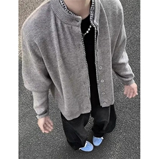 假两件开衫毛衣外套男秋冬美式慵懒松弛感纽扣针织衫MY75，男装针织衫/毛衣，星座1116A（原606A-3）