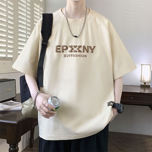 潮牌发泡印花圆领短袖男士T恤休闲时尚夏季薄款宽松大码夏装半袖图片