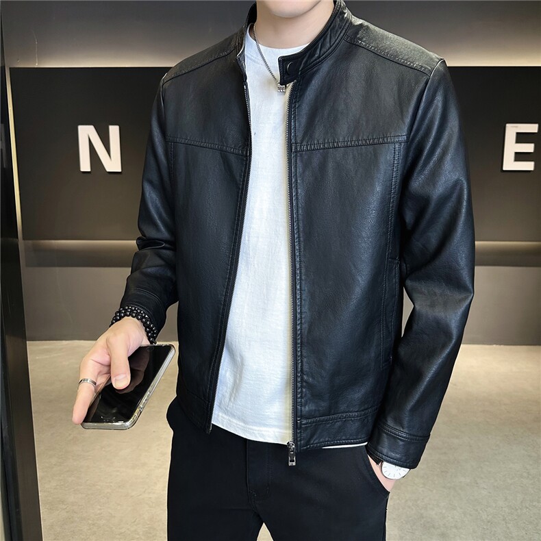 秋季2025新款立领皮衣外套男装上衣机车服皮夹克A313-PY915-P145,男装皮衣,电商A313