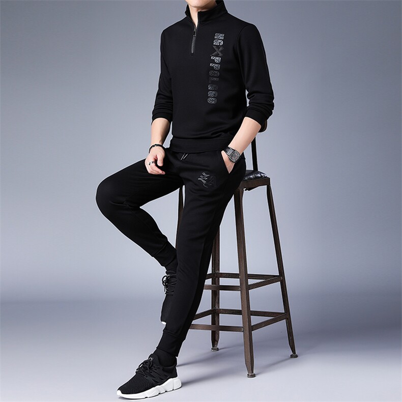 SA8660-2钱塘2020-2中年男士冬季厚款时尚休闲简约卫衣套装P147,男装休闲套装,钱塘207-2