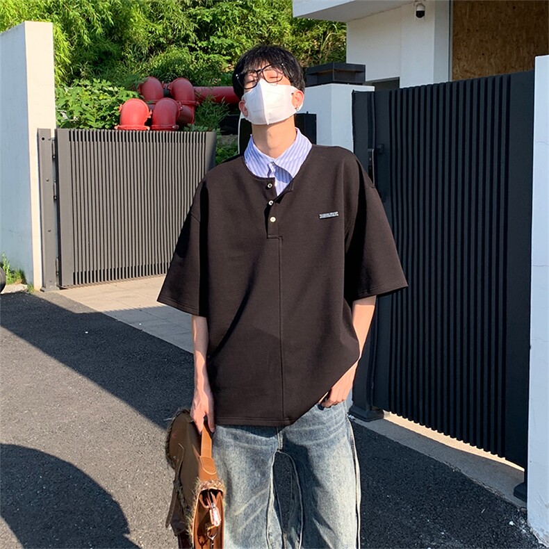 特P50无差价新款时尚夏季假两件潮流POLO衫-POLO02港风,男装Polo衫,电商A003