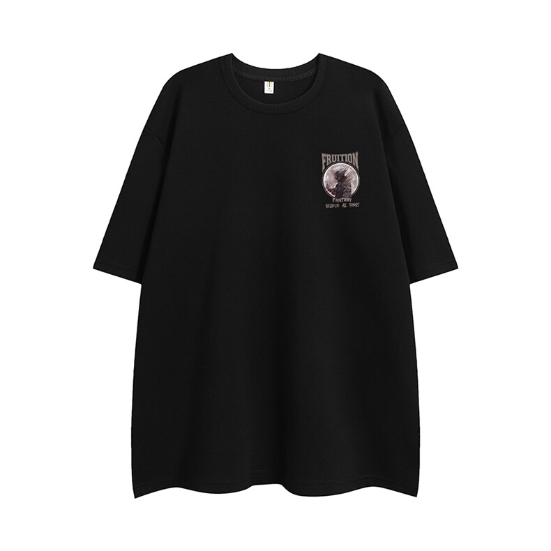 白底23新款夏季时尚百搭宽松圆领印花纯棉短袖T恤T6098P25控38,男装T恤,电商A268-1