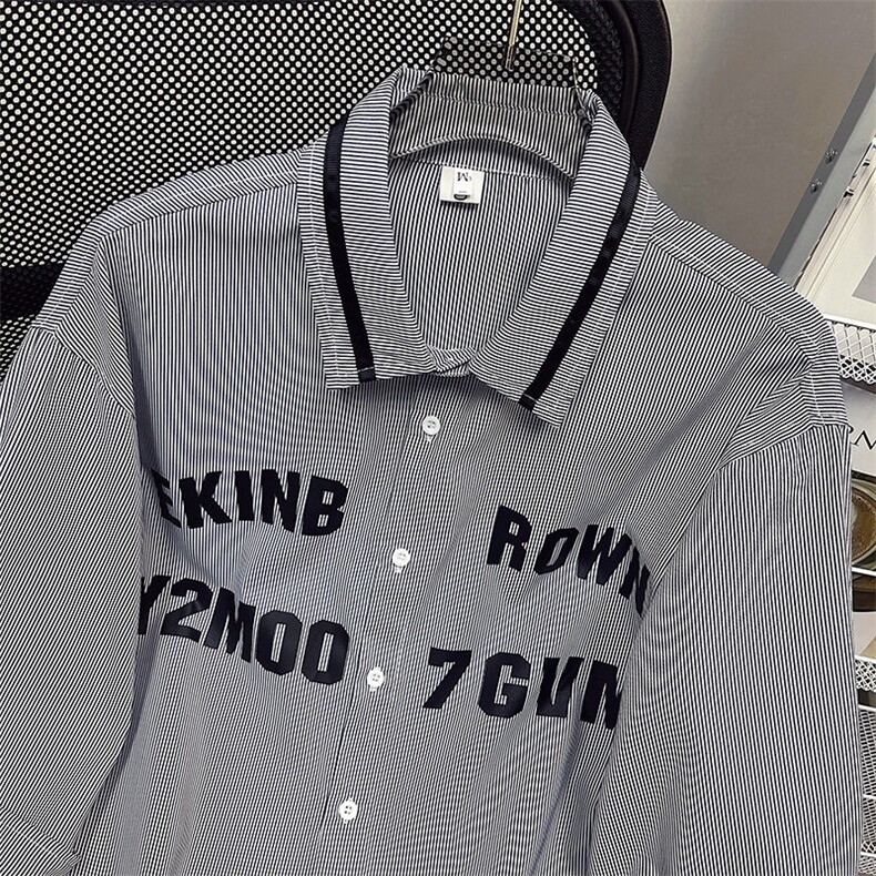 1中性竖条纹大码M-5XL日系港风情侣七分袖衬衫男QCS7018P45控68,男装衬衫,星座226-2