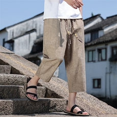 2026春夏新款风男装休闲做旧炒色仿麻中式直筒7分裤K189-P55，男装休闲裤，电商B277(原6028)