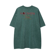 白底夏季字母印花美式复古做旧水洗时尚短袖T恤DT1018P45控68，男装T恤，电商A247-1