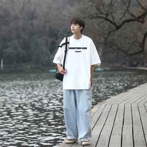 华夫格！港风华夫格短袖T恤男士半袖男五分袖体恤衫男HT105-P25图片