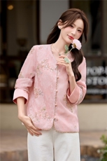 主推现货重工艺新款新中式春季刺绣提花设计感时尚气质减龄外套，女装防晒衣，韩美纤衣
