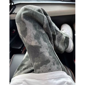 渐变小众牛仔裤男款春秋新款高街设计感痞帅直筒微喇裤子 K1160图片