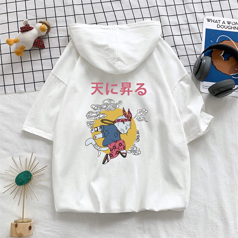 LD54012-P45连帽短袖t恤男大码胖子带帽五分袖中袖,男装T恤,电商A040