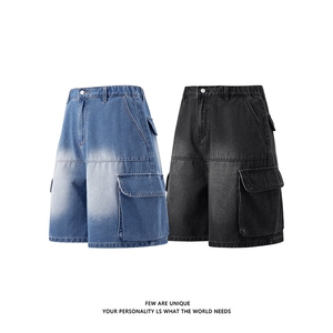 抖音品质夏季大口袋牛仔短裤男水洗工装五分裤子-A2140TP45控78图片
