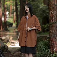 衬衫男女短袖韩版潮流文艺帅气字母2024夏季宽松ins外套CY902-P37，男装衬衫，星座412-3