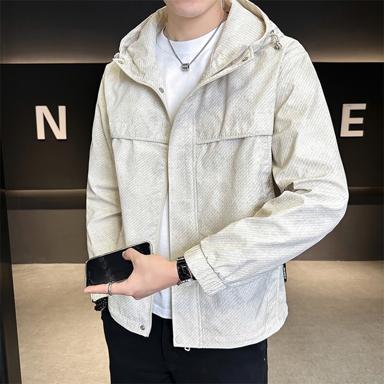 86816-M-3XL-P128店主风秋季潮牌连帽假口袋满印字母夹克外套男,男装夹克,电商B255