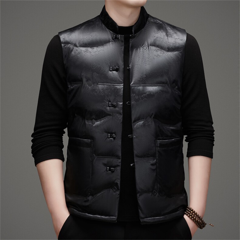 风羽绒服唐装马甲90绒羽绒服男复古盘扣中式唐装TR2816-P145图片