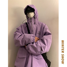 港风连帽防水大码宽松保暖男女滑雪服加棉加厚棉服外套M33-P145，男装棉衣，电商A001