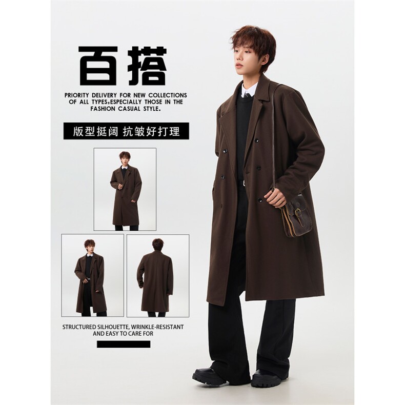 1506-1/MW131/P94男中长款西服领风衣男装休闲长款过膝大衣外套,男装西服,星座1506-1