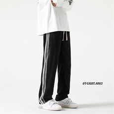 2023春季新款美式高街欧棉绒直筒拼接休闲运动裤货号K682，男装休闲裤，电商A063