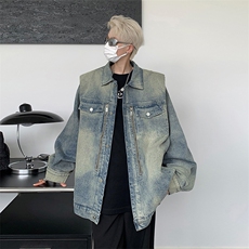 美式水洗牛仔夹克男秋季ins潮牌复古设计感小众情侣外套WT928-P73，男装夹克，星座1008
