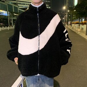 黑白撞色羊羔毛加厚外套棉服mj259图片
