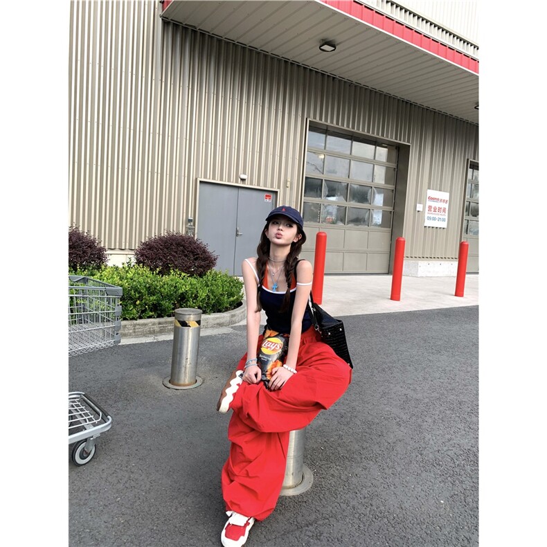 NECOYEP美式复古慵懒松弛感阔腿休闲裤男女宽松休闲简约拖地长裤,男装休闲裤,星座506A