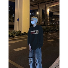 美式复古长袖T恤小领口打底衫，男装T恤，星座310A-4